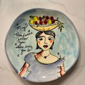 Julia Junkin Hand-Painted Decorative Plate with Fruit Design